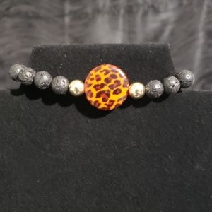 Handmade Lava bead & LEOPARD 🐆 Bracelet